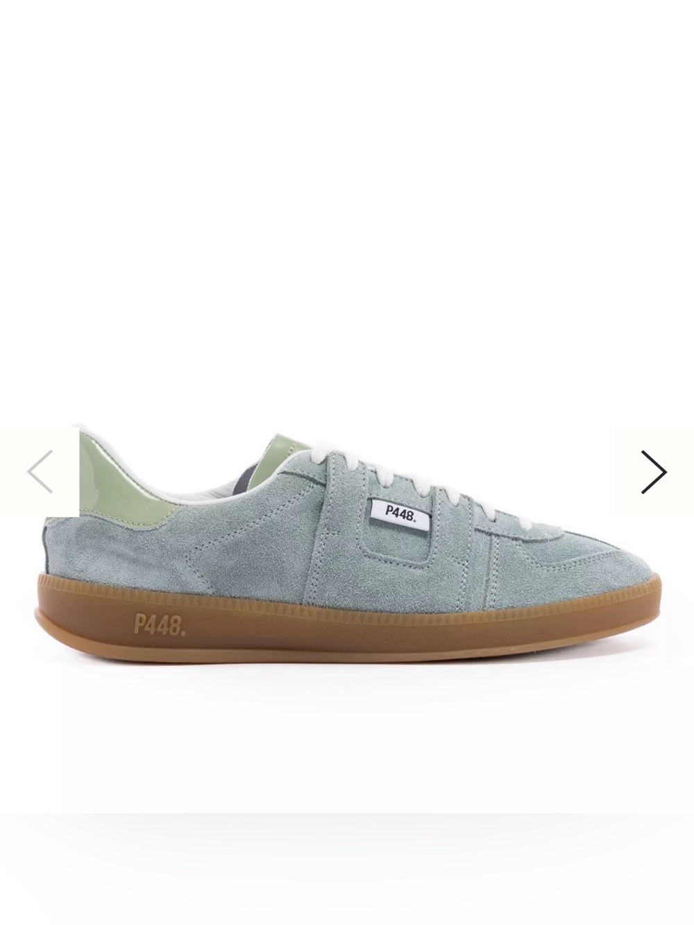 P448 Suede Low-Top Sneaker in Sage Green with Gum Sole